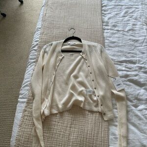 Re/Done Cream Button-Up Cardigan